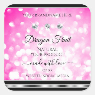 Girly Pink Glitzer Produktkennzeichnungen Diamonds Quadratischer Aufkleber
