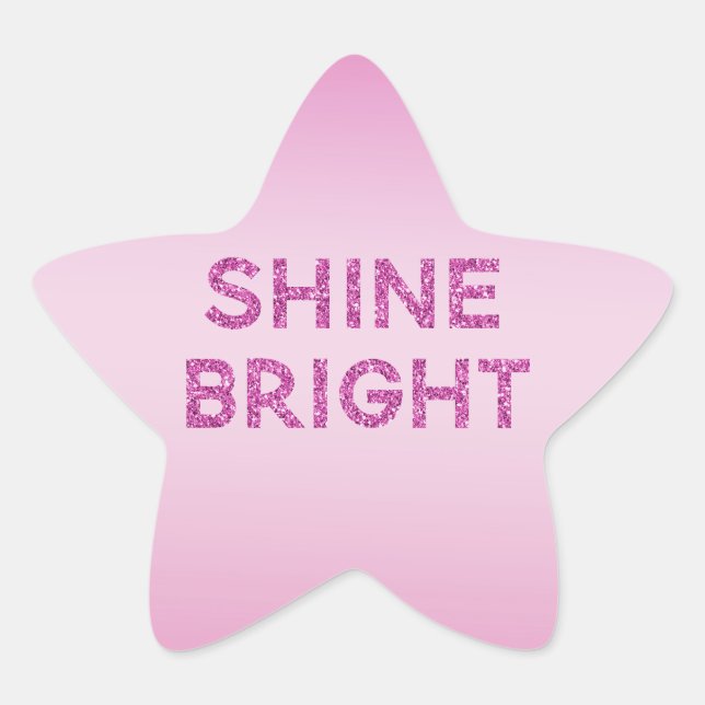 Girly Pink Glitzer Shine Bright Ombre Stern-Aufkleber (Vorderseite)