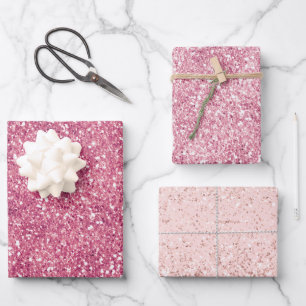 Girly Pink Glitzer Sparkle Glitz Geschenkpapier Set