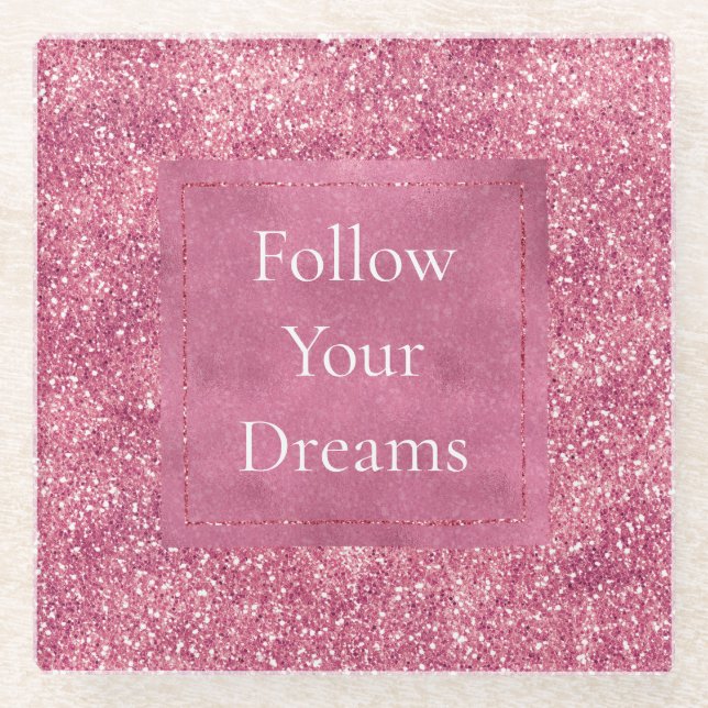 Girly Pink Glitzer Sparkle Glitz Glasuntersetzer (Vorderseite)