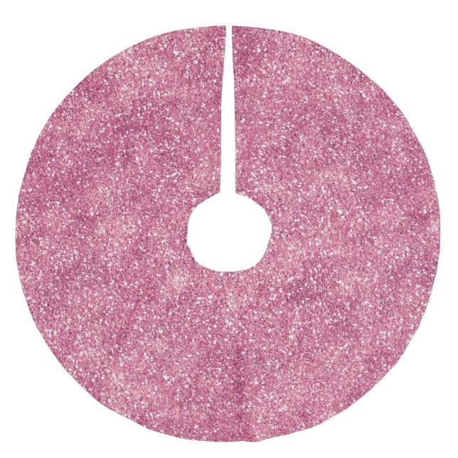Girly Pink Glitzer Sparkle Glitz Polyester Weihnachtsbaumdecke (Vorderseite)