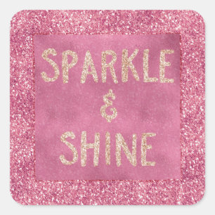 Girly Pink Glitzer Sparkle Quadratischer Aufkleber