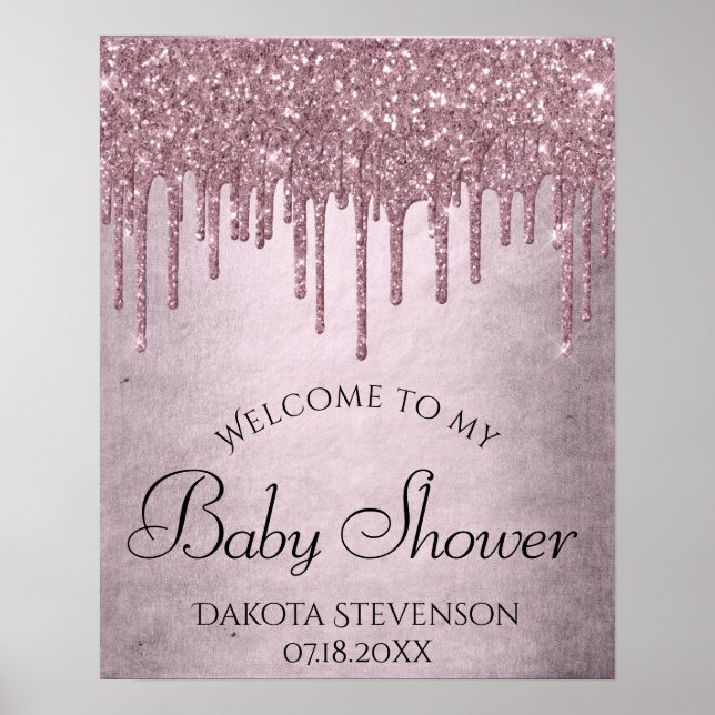 Girly Pink Glitzer Tropfen | Mauve Shimmer Dusche Poster (Vorne)