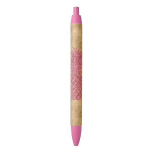 Girly Pink Glitzer Tropischer Ananas Goldene Glam Kugelschreiber