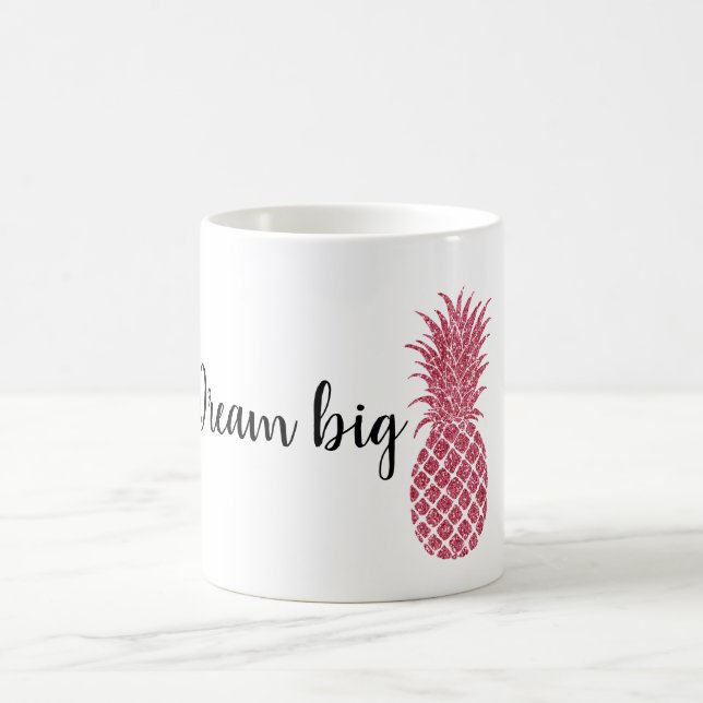 Girly Pink Glitzer Tropischer Ananas Kaffeetasse (Mittel)