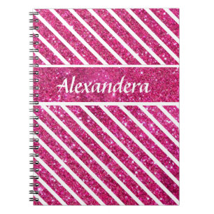 Girly Pink Glitzer und White Script Moderne Glaise Notizblock