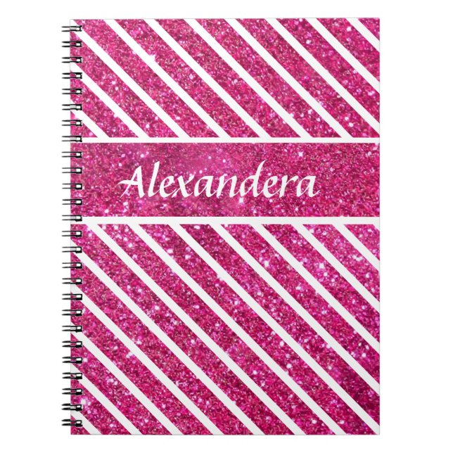 Girly Pink Glitzer und White Script Moderne Glaise Notizblock (Vorderseite)