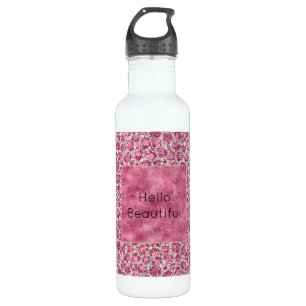 Girly Pink Glitzy Glam Glitzer Leopard Print       Edelstahlflasche