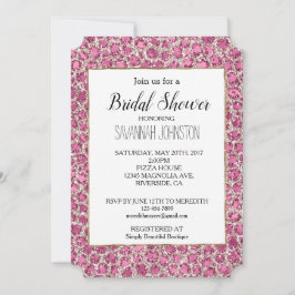 Girly Pink Glitzy Glam Glitzer Leopard Print Einladung