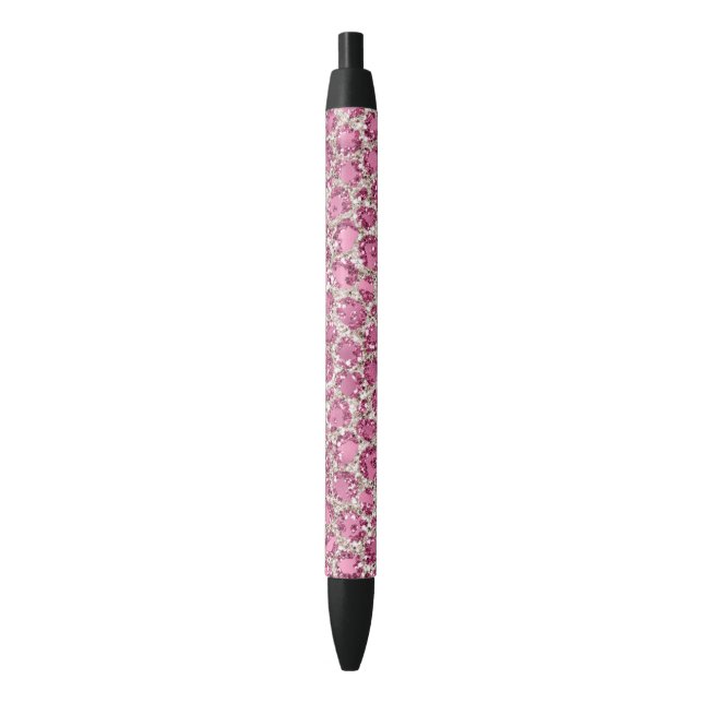 Girly Pink Glitzy Glam Glitzer Leopard Print Kugelschreiber (Vorderseite Vertikal)