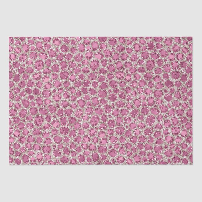 Girly Pink Glitzy Glam Glitzer Leopard Print Seidenpapier (Vorderseite)