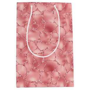 Girly Pink Glitzy Glitzer Giraffe Print Mittlere Geschenktüte