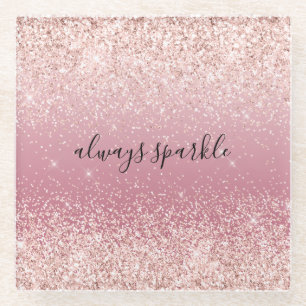 Girly Pink Glitzy Glitzer Glasuntersetzer