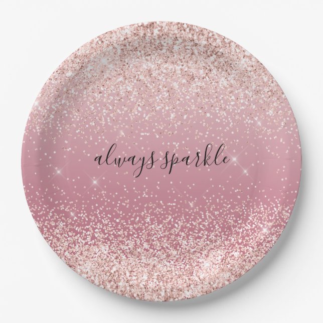 Girly Pink Glitzy Glitzer Pappteller (Vorderseite)