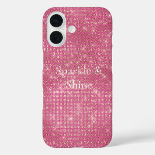 Girly Pink Glitzy Sparkle iPhone 16 Hülle