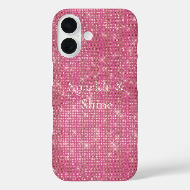 Girly Pink Glitzy Sparkle Case-Mate iPhone Hülle (Rückseite)