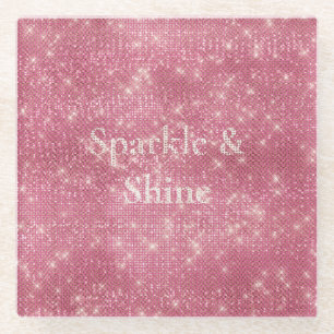 Girly Pink Glitzy Sparkle Glasuntersetzer