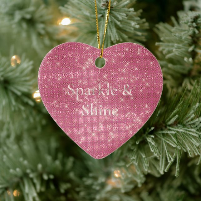 Girly Pink Glitzy Sparkle Keramik Ornament (Baum)