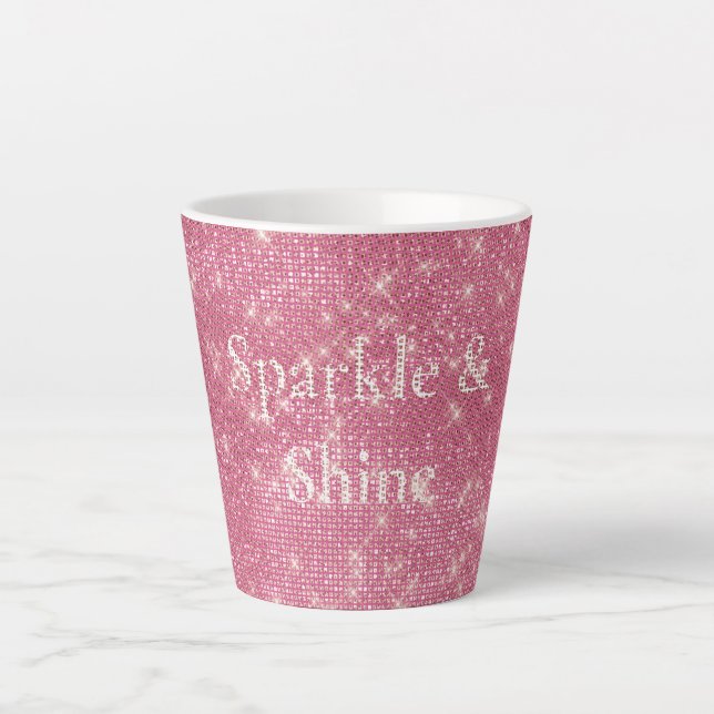 Girly Pink Glitzy Sparkle Milchtasse (Vorderseite)