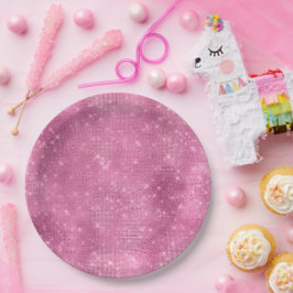 Girly Pink Glitzy Sparkle Pappteller