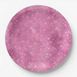 Girly Pink Glitzy Sparkle Pappteller