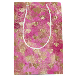 Girly Pink Gold Diamonds Mittlere Geschenktüte