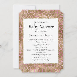Girly Pink Gold Giraffe Print Einladung