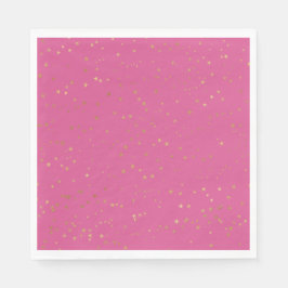 Girly Pink Gold Glam Stars Serviette