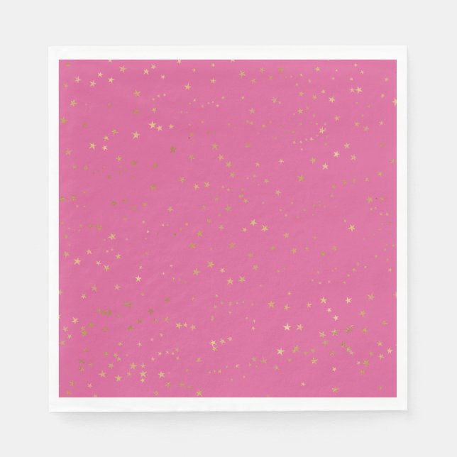 Girly Pink Gold Glam Stars Serviette (Vorderseite)