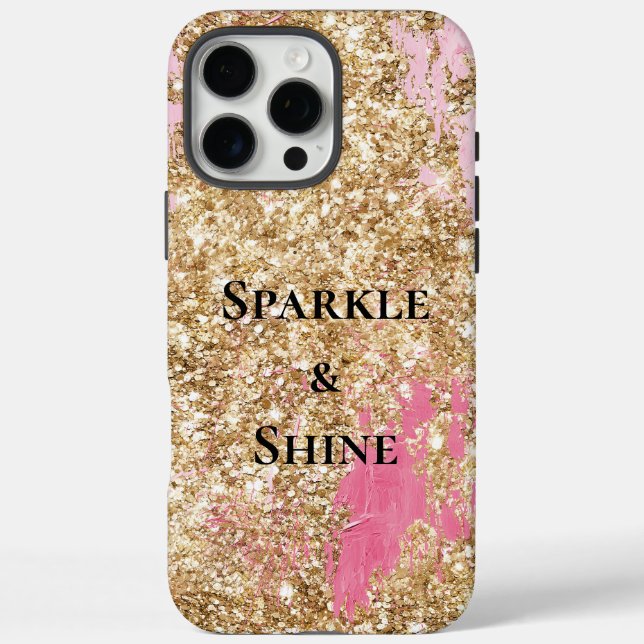 Girly Pink Gold Glitzer Case-Mate iPhone Hülle (Rückseite)