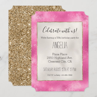 Girly Pink Gold Glitzer Einladung
