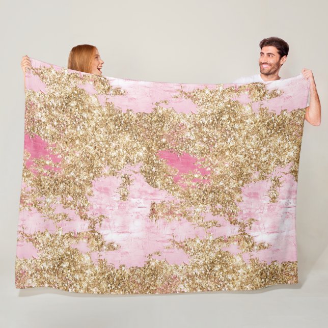 Girly Pink Gold Glitzer Fleecedecke (Beispiel)