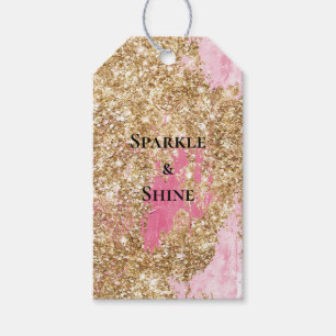 Girly Pink Gold Glitzer Geschenkanhänger