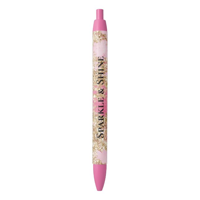 Girly Pink Gold Glitzer Kugelschreiber (Vorderseite Vertikal)