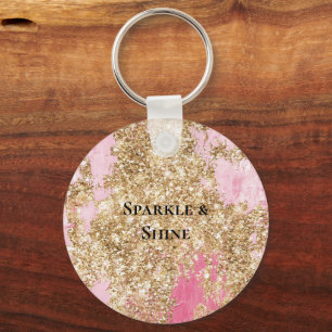 Girly Pink Gold Glitzer Schlüsselanhänger