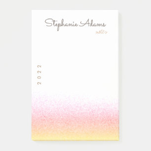 Girly Pink Gold Glitzer Signature Monogram Post-it Klebezettel