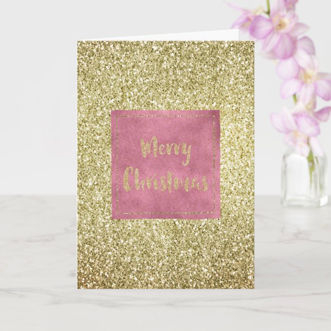 Girly Pink Gold Glitzer Sparkle Glitz Weihnachten Karte (Orchidee)
