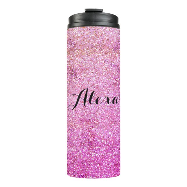 Girly Pink Gold Glitzer Thermosbecher (Vorderseite)