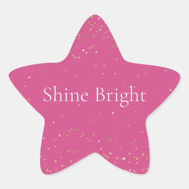 Girly Pink Gold Glitzy Confetti Sparkle Stern-Aufkleber (Vorderseite)