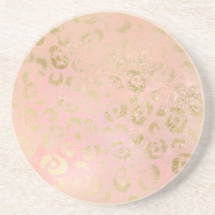 Girly Pink Gold Leopard Getränkeuntersetzer