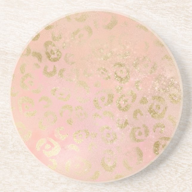 Girly Pink Gold Leopard Getränkeuntersetzer (Vorne)