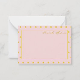Girly Pink Gold Polka Dot Personalisiert Mitteilungskarte