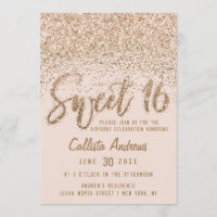 Girly Pink Gold Scattered Glitzer Ombre Sweet 16