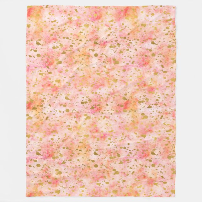 Girly Pink Gold Watercolor Confetti Spritzer Fleecedecke (Vorderseite)