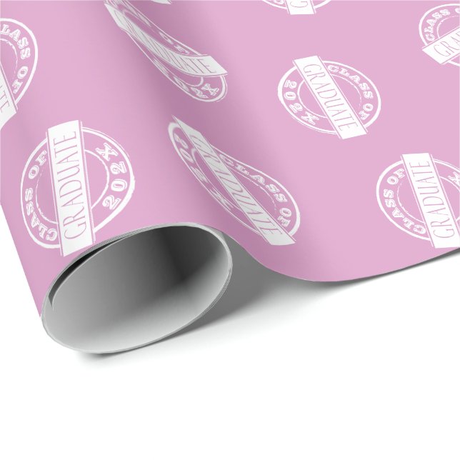Girly Pink Grad Graduate Class Year Geschenkpapier (Rolleneckpunkt)