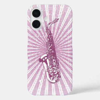 Girly Pink Grunge Saxophon iPhone 16 Hülle