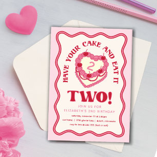 Girly Pink Hab deinen Kuchen und iß ihn Zwei Gebur Einladung