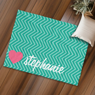 Girly Pink Heart Niedlich Trendy Chevrons und Name Fleecedecke