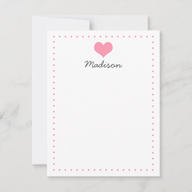 Girly Pink Heart Personalisiert Stationery Einladung (Vorderseite)
