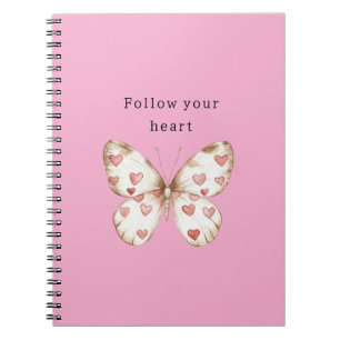 Girly Pink Hearts Butterfly Notizblock